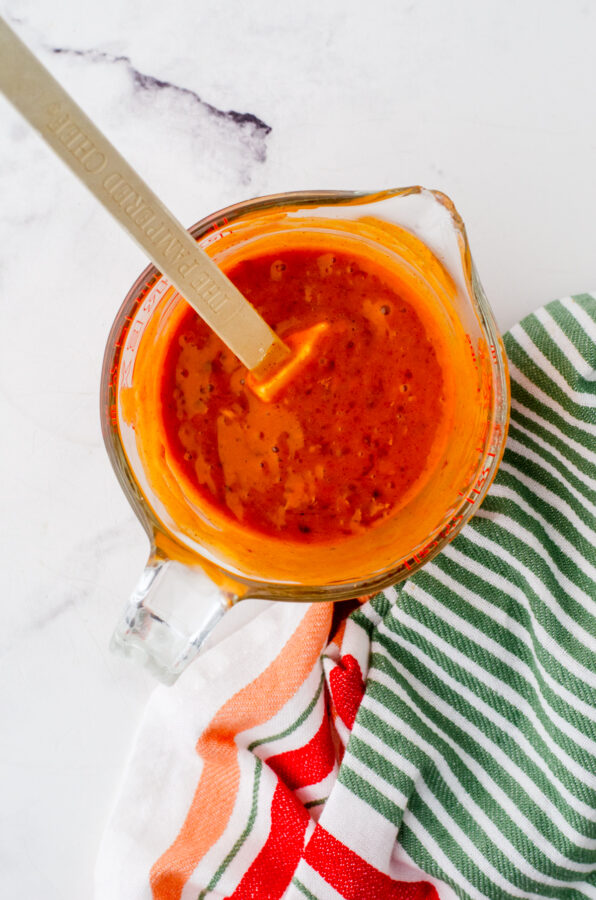 Apricot chicken glaze mixed in a bowl.