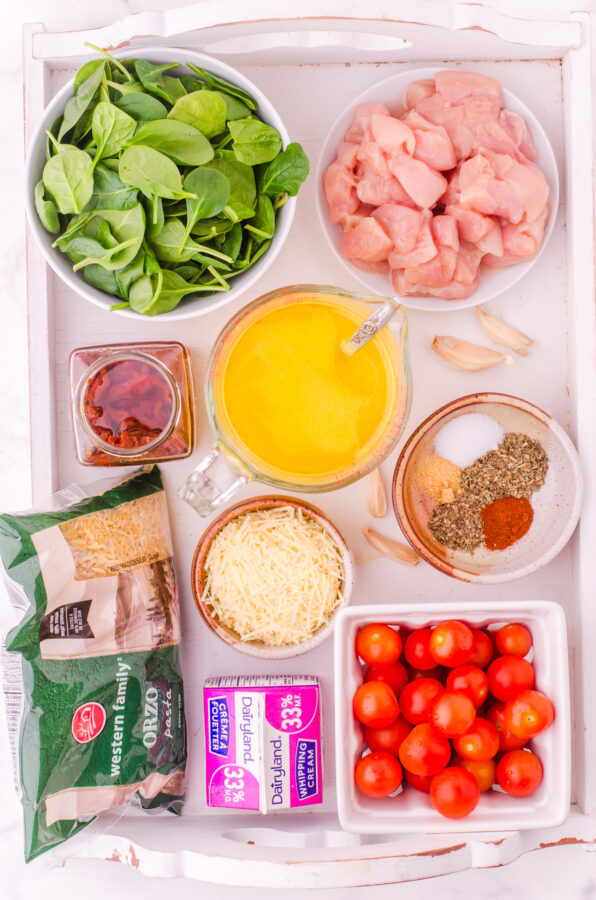 Ingredients used in orzo chicken casserole