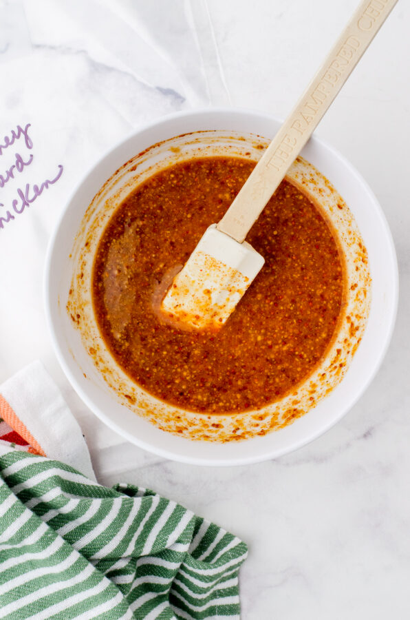 Marinade being mixed together in a bowl