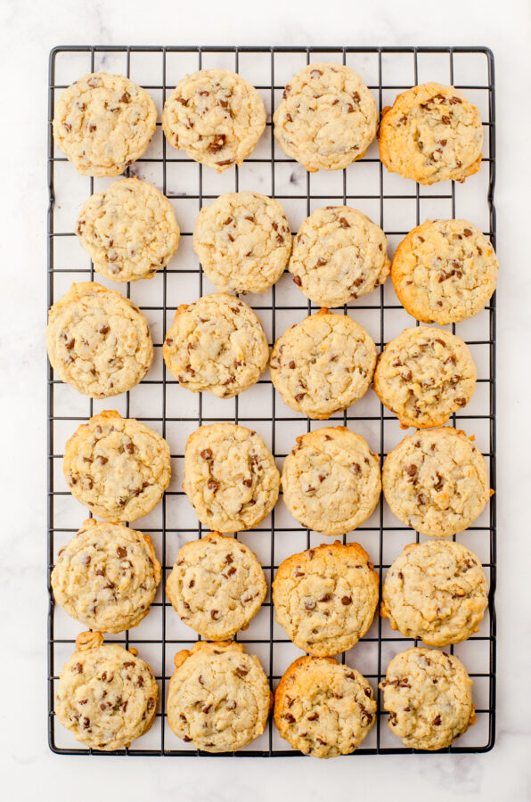 oatmeal chocolate chip cookies cooling on a cooling rack