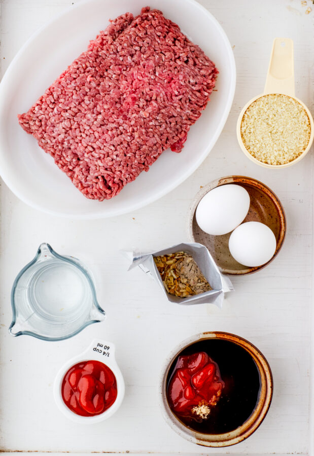Ingredients needed for this lipton onion meatloaf