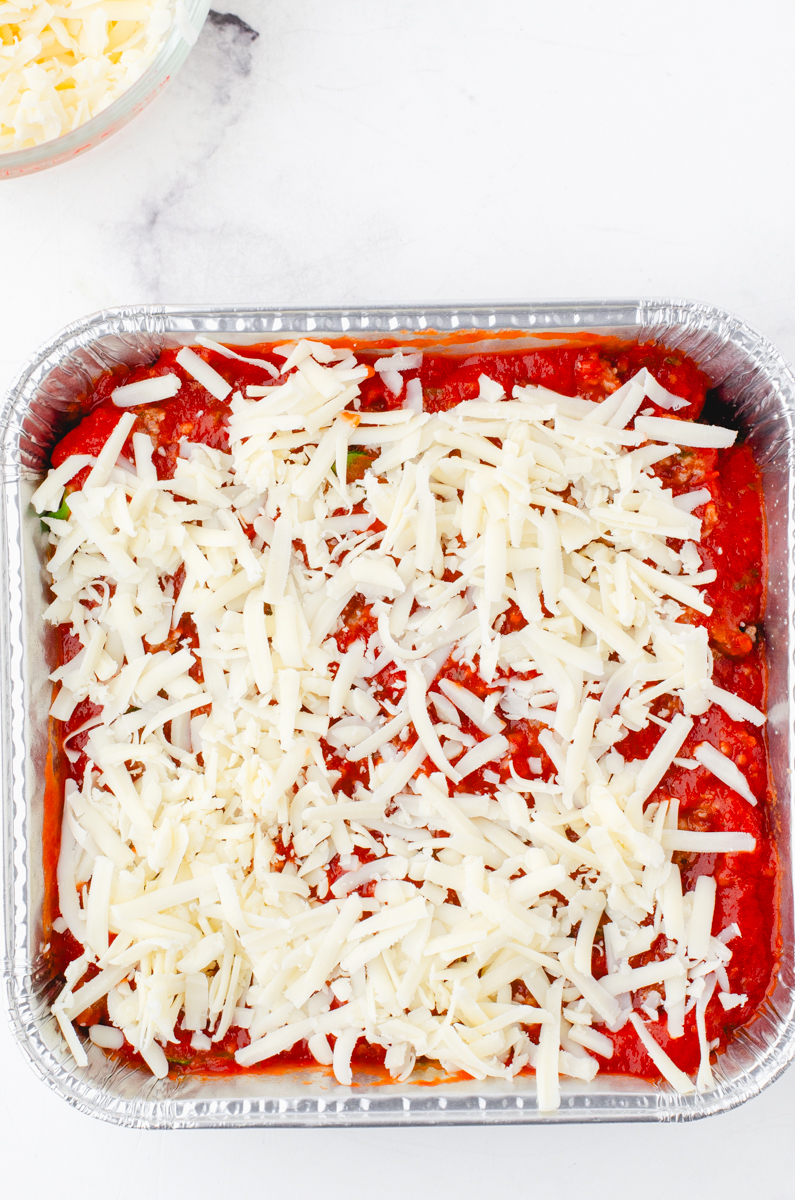 grated mozzerella cheese as the top layer of tortellini casserole