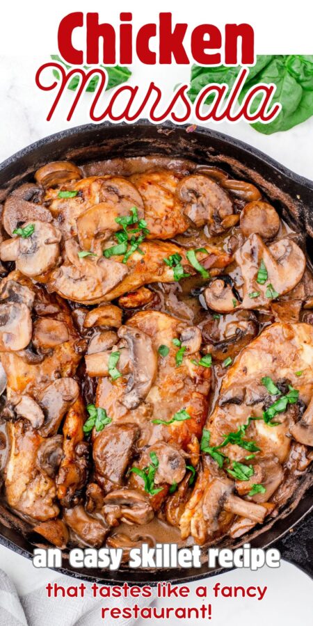 A pan of chicken marsala