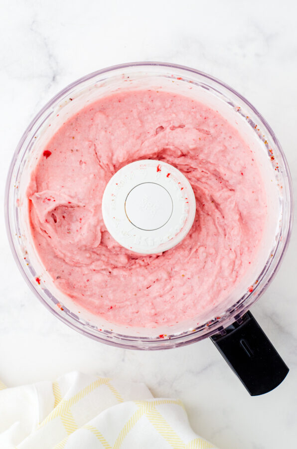 Frozen yogurt blended in a food processor