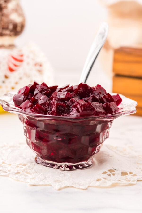 harvard beets in a serving bowl