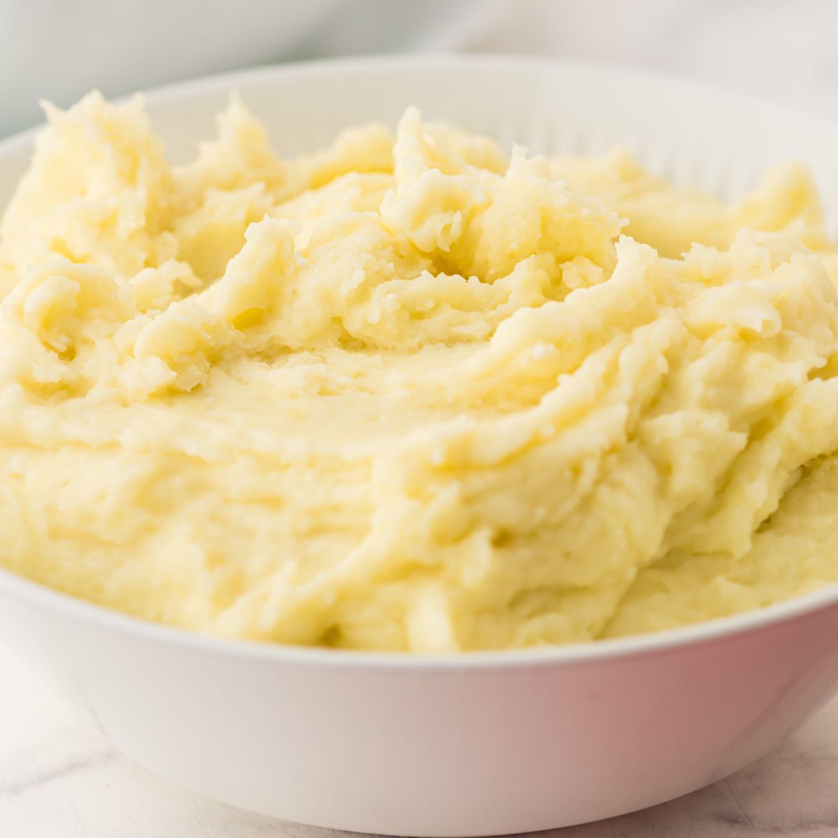 bowl of fluffy whipped potatoes with cottage cheese