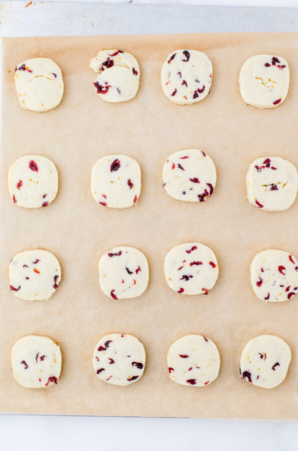 whipped shortbread cookies after baking