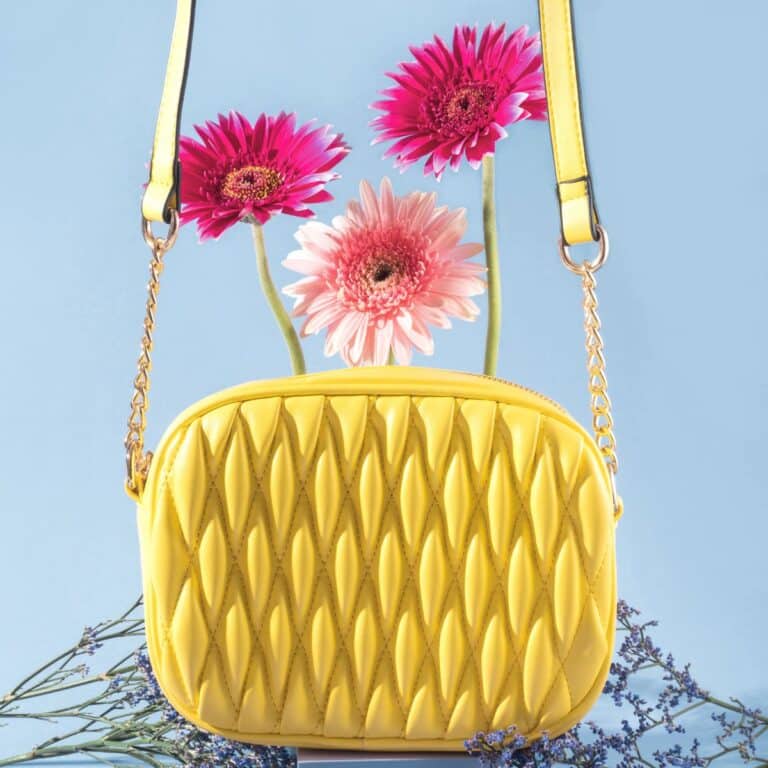purse and flowers