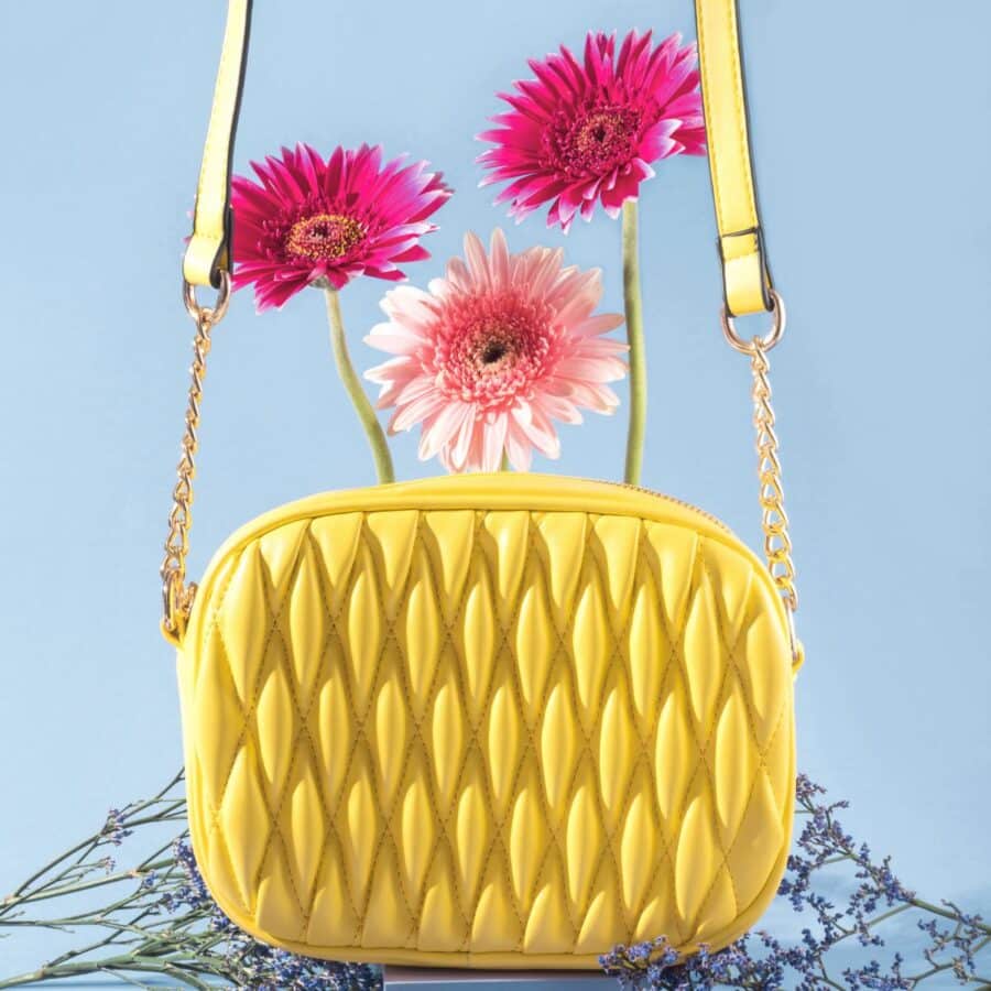 purse and flowers