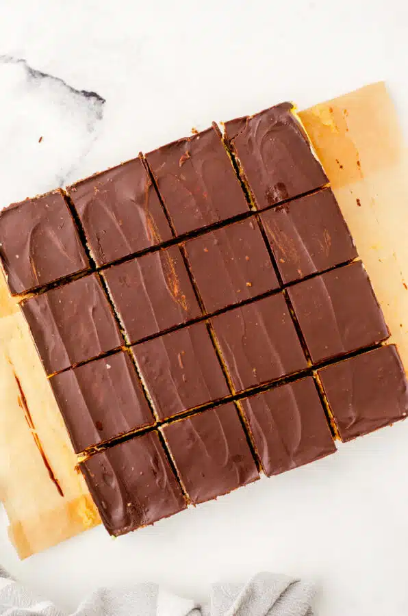 Chilled nanaimo bars cut into squares