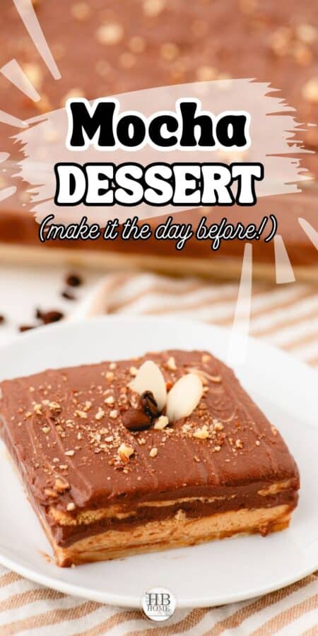 a piece of mocha refrigerator dessert on a dessert plate