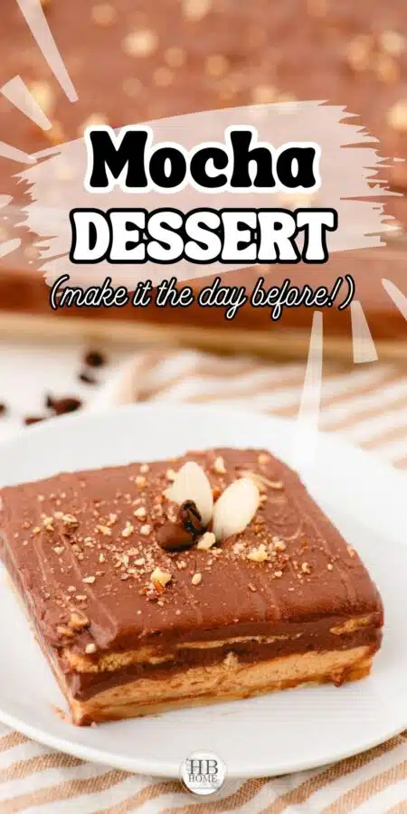 a piece of mocha refrigerator dessert on a dessert plate